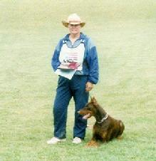 Linda Werlein, Von Asgard K-9 Center's owner and founder, with her competition Dobermann, Arrk von Asgard, SchH III, UDC Vise Champion, 3 times AWDF Dobermann Team SchH III representative. Linda has competed successfuly here in North America and in Europe in a number of European Dog Sports and used her expertise to formulate Von Asgard's well proven scope of training programs.