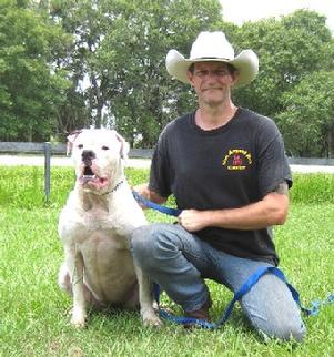 Here's Von Asgard's Manager & Certified Trainer, Don Shaffer with "Luna" an American Bulldog. Don is one of three Behavior Modification Specialists at Von Asgard K-9 Center.